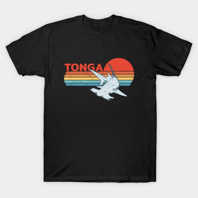 Hammerhead Shark Kingdom of Tonga Vintage Travel Design T-Shirt by NicGrayTees